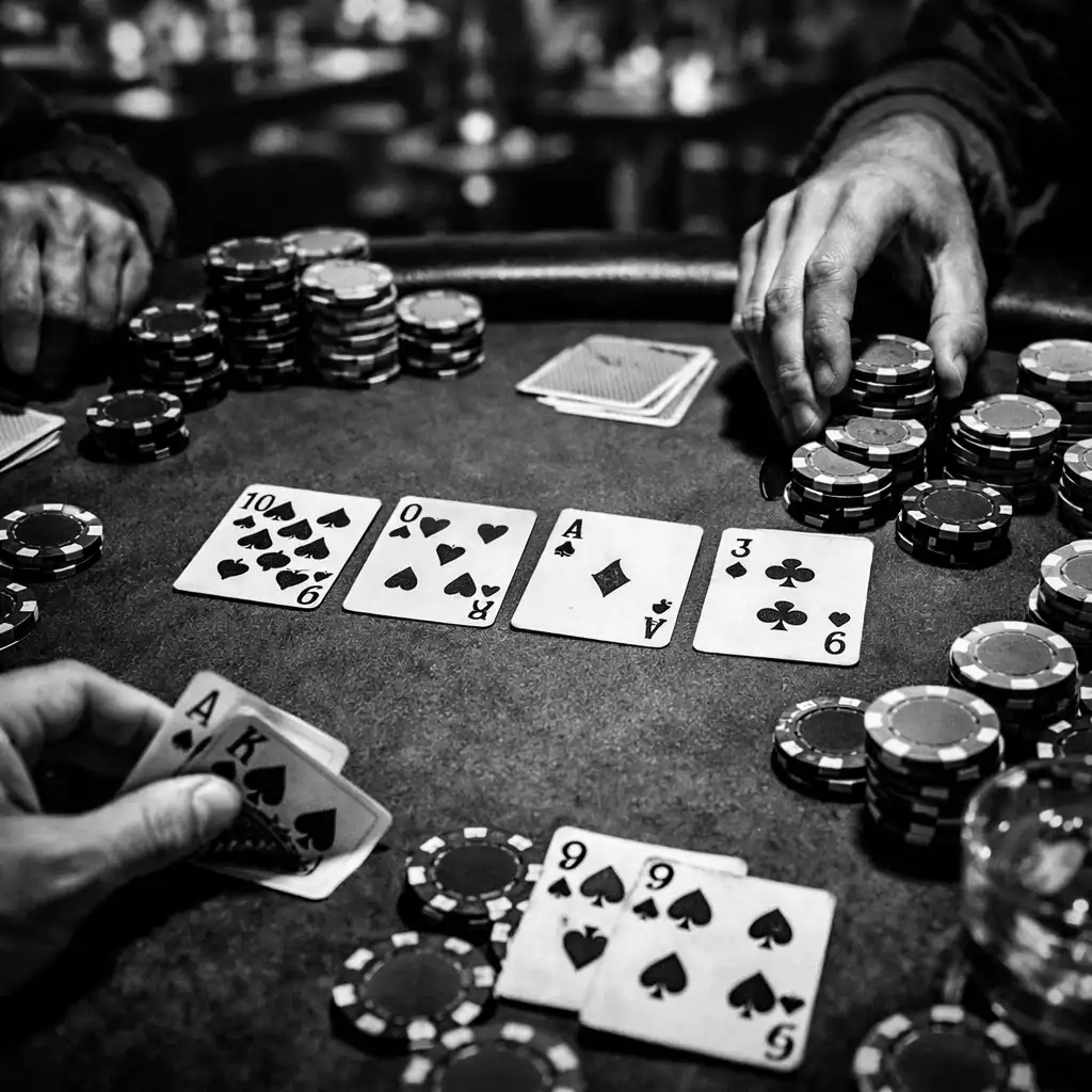 Stôl s pokerom počas herného večera
